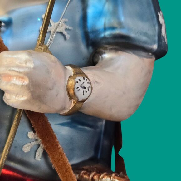 Vacation Hippie Flip Flop Fishing Rod Tiki Santa Claus 5" Blown Glass Ornament - Picture 6 of 12